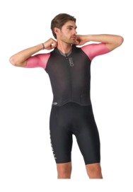 Fiets Body Castelli Men Saturday Morning Skinsuit Black/Rosa Giro/Smoky Gray