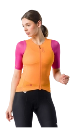 Fietsshirt Castelli Women Corretto Jersey Vivid Orange/Violet Pink