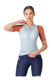 Fietsshirt Castelli Women Corretto Jersey Winter Sky/Hot Sauce