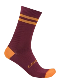Fietssok Castelli Unisex Originale 18 Deep Bordeaux/Vivid Orange