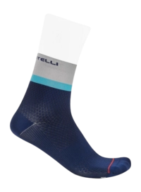 Fietssok Castelli Women Tonal Logo 12 Belgian Blue/Silver Gray/Neon