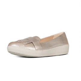FitFlop Fringey Sneakerloafer Leather Snake Silver
