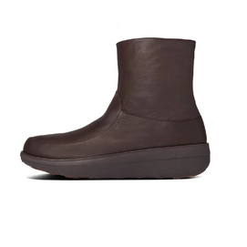 Botte FitFlop Loaff Shorty Zip Boot Soft Leather Chocolate Brown