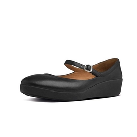 FitFlop F-Pop Mary Jane Leder Schwarz