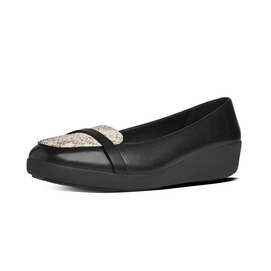 Ballerina FitFlop F-Pop Loafer Leder Schwarz