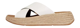 Slipper FitFlop F-Mode Espadrille Leather Flatform Cross Slides Damen Urban White