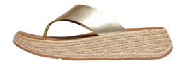 Sandales FitFlop Femme F-Mode Espadrille Leather Flatform T/Post Sandals Platino