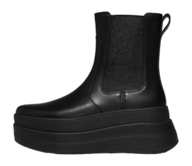 Stiefeletten FitFlop F-Mode Stack Leather Chelsea Boots Damen All Black