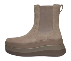 Stiefeletten FitFlop F-Mode Stack Suede Chelsea Boots Damen Taupe