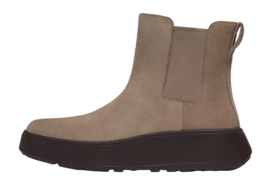 Boots FitFlop F-Mode Suede Flatform Chelsea Boots Damen Taupe