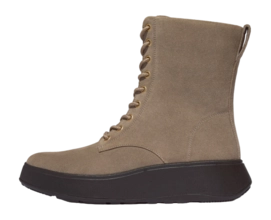 Boots FitFlop F-Mode Suede Lace-Up Flatform Ankle Boots Damen Taupe