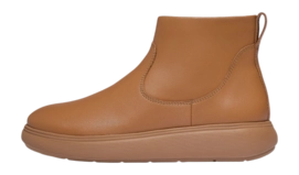 FitFlop Women IQ-Comff Leather Zip Ankle Boots Desert Tan