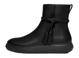 Boots FitFlop Women IQ-Comff Tassel Leather Short Boots All Black