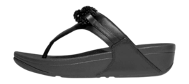 FitFlop Women Lulu Beaded-Chain Leather Toe-Post Sandals Black