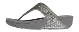 Sandales FitFlop Femme Lulu Crinkled-Shimmer Toe-Post Sandals Silvereen