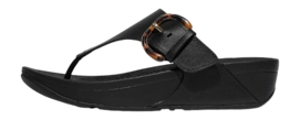 Sandalen FitFlop Lulu Resin-Buckle Leather Toe-Post Sandals Damen All Black