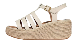 FitFlop Women Platfforms Espadrille Leather Fisherman Wedge Sandals Paris Beige