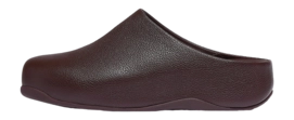 Sabots FitFlop Femme Shuv Tumbled-Leather Clogs Chocolat