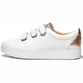 Baskets FitFlop Women Rally Metallic-Back Leather Strap Sneakers Urban White Platino-Taille 40