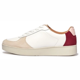 Baskets FitFlop Femme Rally Leather Suede Panel Sneakers Urban White Rich Red