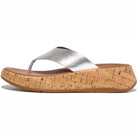 Tongs FitFlop Femme F-Mode Leather Cork Flatform Silver-Taille 36
