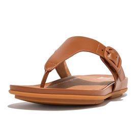 FitFlop Women Gracie Buckle Leather Toe-Post Light Tan