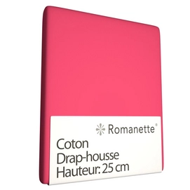 Drap-housse Romanette Rose Fuchsia (Coton)-80 x 200 cm