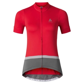 Fahrradshirt Odlo Stand-Up Collar S/S Full Zip Fujin Bittersweet Steel Damen