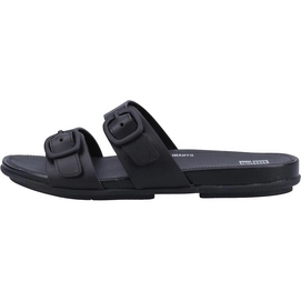 FitFlop Women Gracie Buckle Two-Bar Leather Slides All Black