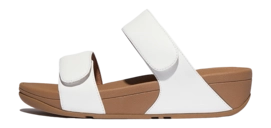 Flip Flops FitFlop Damen Lulu Adjustable Leather Slides Urban White