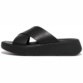 Tongs FitFlop Femme F-Mode Leather Flatform Cross Slides All Black-Taille 36