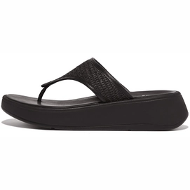 Tongs FitFlop Femme F-Mode Woven Flatform Toe-Post All Black-Taille 36