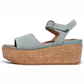 Sandales FitFlop Femme Eloise Cork-Wrap Suede Back-Strap Wedge Cool Blue-Taille 36