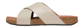 FitFlop Men iQushion Leather Cross Slides Clay Grey