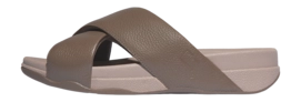 FitFlop Men Surfer Tumbled-Leather Cross Slides Java Java 25