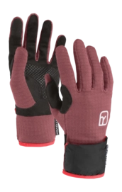 Handschoen Ortovox Damen Fleece Grid Cover Glove Mountain Rose / Black Athletic Fit