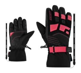 Handschoen Ziener Kids Lukian Z AS Black Pink Lily Junior AQUASHIELD