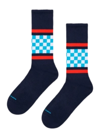 Happy Socks Checked Stripe Sneaker Navy