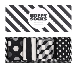 Happy Socks Unisex Classic Black & Whites Gift Set Black 4-Pack