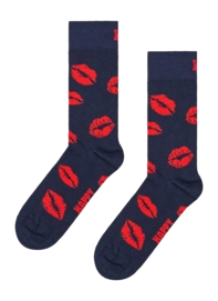 Socken Happy Socks Kisses Unisex Navy / Red