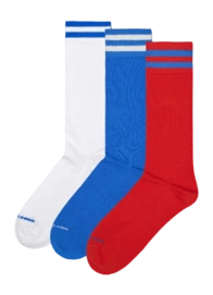 Happy Socks Unisex Solid Sneakers White Blue Red 3-Pack