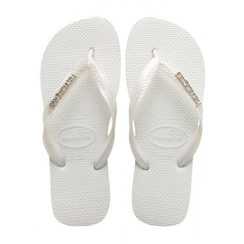 Slipper Top Logo Metallic Silver White Havaianas