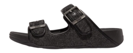 Slipper FitFlop Gogh Moc Buckle Two-Tone Canvas Slides Herren Black