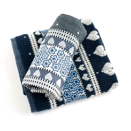 Theedoek Bunzlau Castle Valentine Dark Blauw