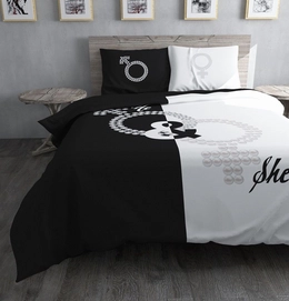 Dekbedovertrek Dreamhouse He and She Zwart Katoen