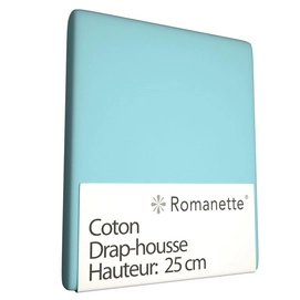 Drap-housse Romanette Aqua Bleu (Coton)