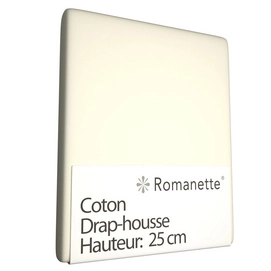 Drap-housse Romanette Ivoire (Coton)-90 x 200 cm