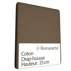 Drap-housse Romanette Taupe (Coton)-80 x 200 cm