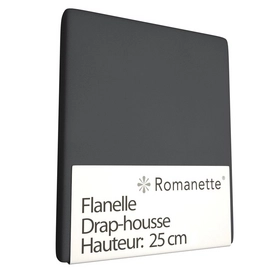 Drap-housse Romanette Anthracite (Flanelle)-80 x 200 cm