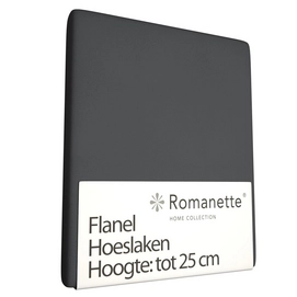 Hoeslaken Romanette Antraciet (Flanel)-80 x 200 cm